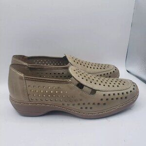 Remonte Antistress Shoes Womens Size 5.5 Slip On Loafers Beige Leather Casual